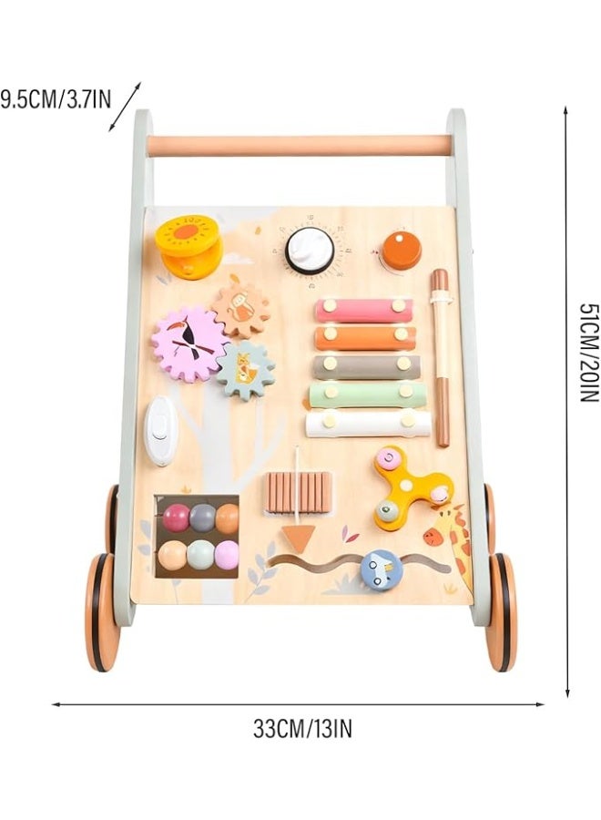 Wooden Baby Push Walker with Adjustable Handle and Smooth Wheels – Educational Walking Toy - Image 3